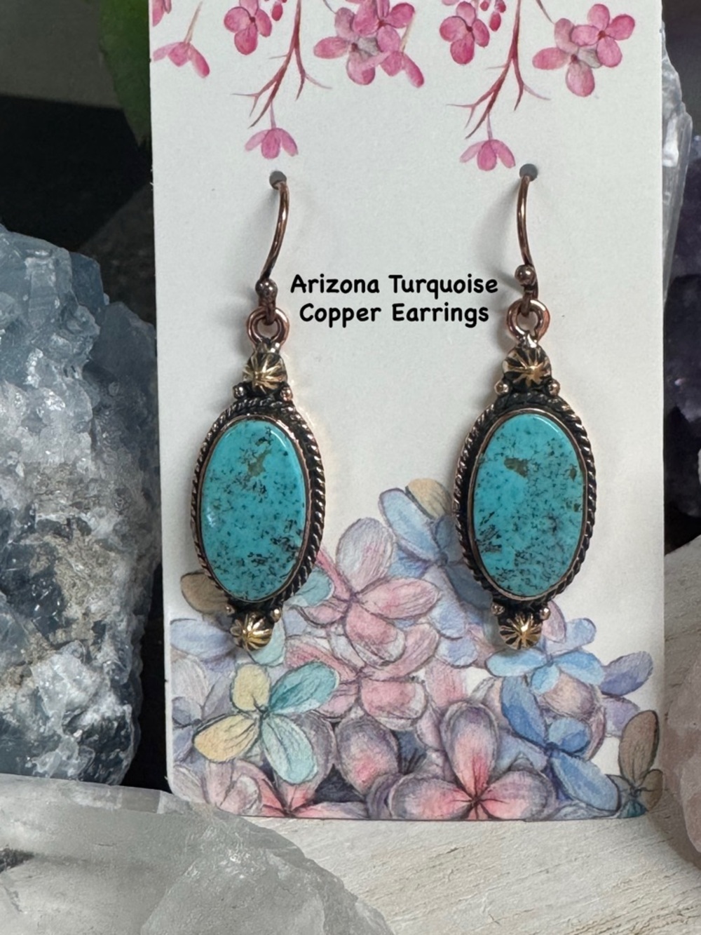 Arizona Turquoise Copper Dangle Earrings - Turquoise